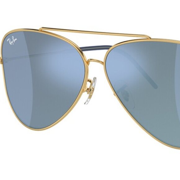NEW RAY-BAN Aviator Reverse RBR0101S 001/GA Gold Frame with Dark Grey Turquoise - Picture 1 of 2